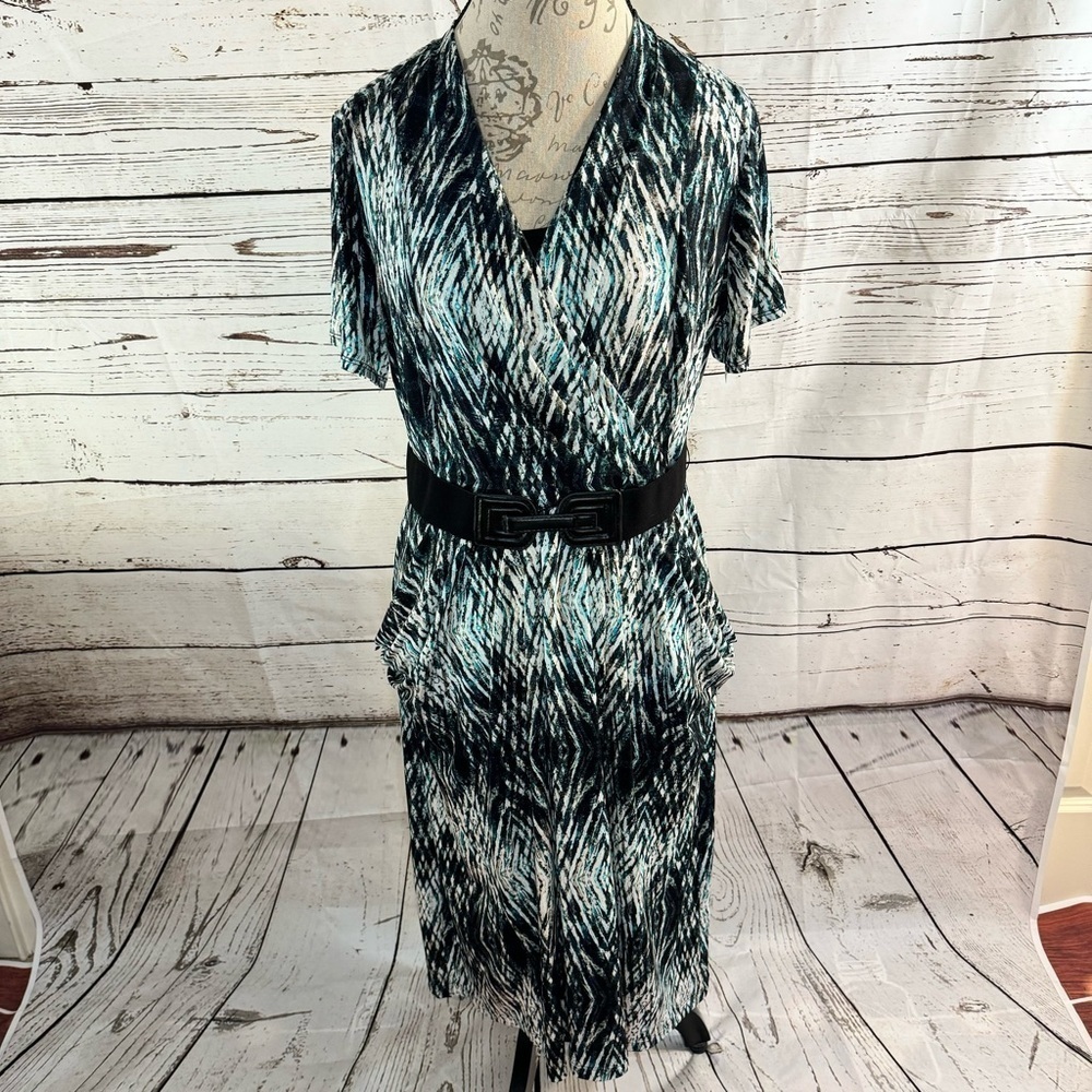 Alfani Woman Crossover Top Short Sleeve Midi Dress 1X